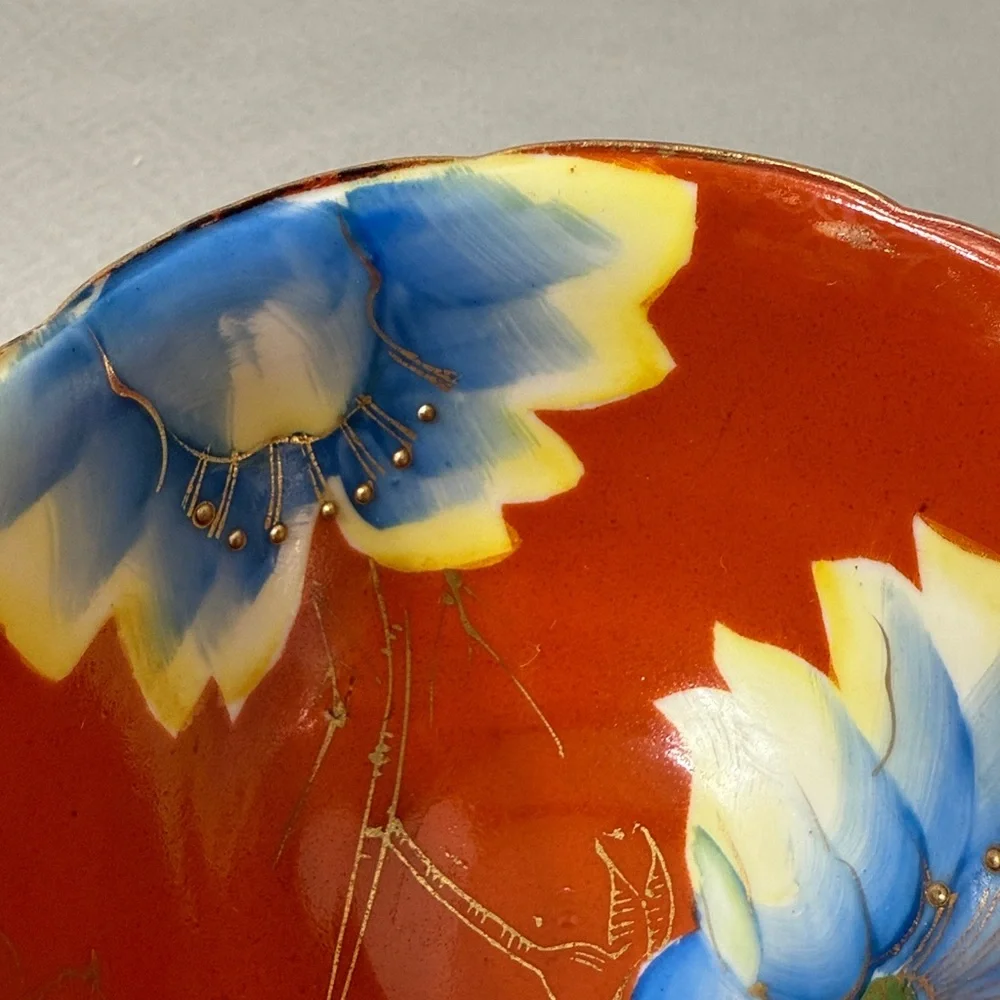 Vintage Handpainted Floral Teacup & Saucer  Porcelain Gold Detail Occupied Japan